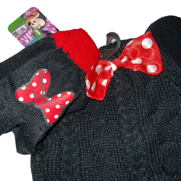 Disney Junior Girl’s Youth Minnie Mouse Beanie and Gloves Set One Size - Picture 7 of 13